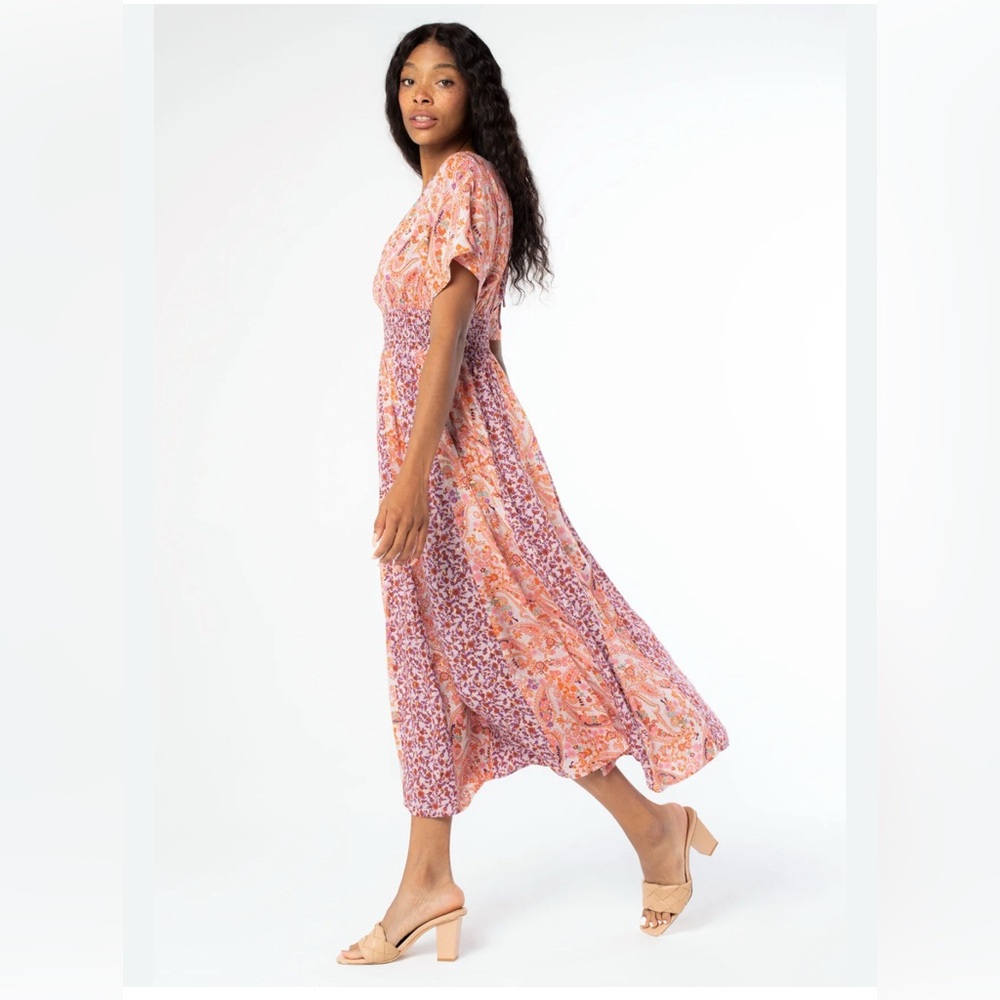Lovestitch Floral Maxi Dress in Pink and Orange